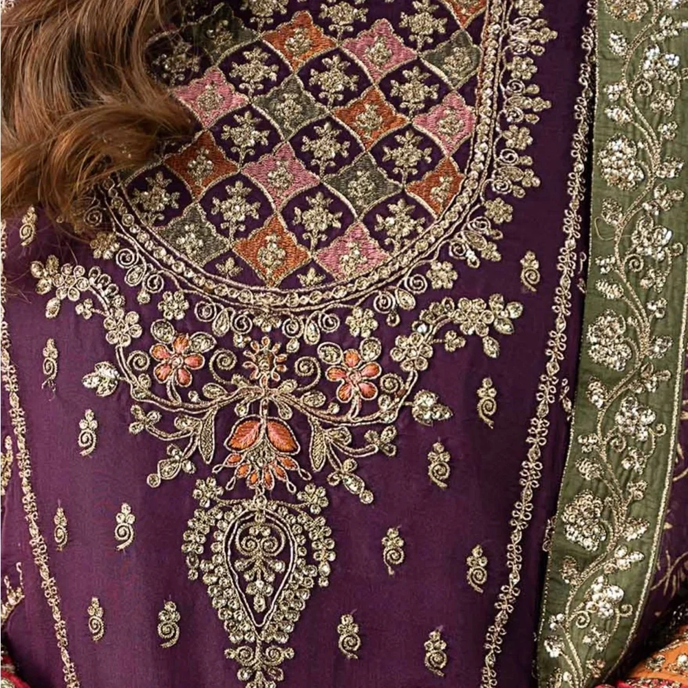 Purple Embroidered Wedding Dress - Picture 5 of 7